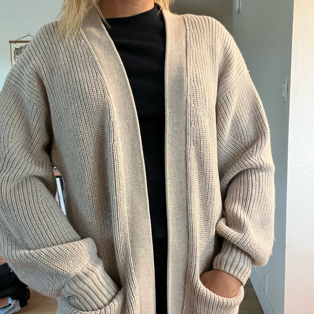 Cozy Open-Front Grey Knit Cardigan